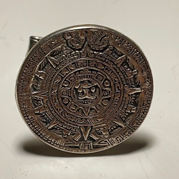 Vintage sterling silver 925 Mayan Aztec Calendar cuff links cufflinks - Picture 5 of 10